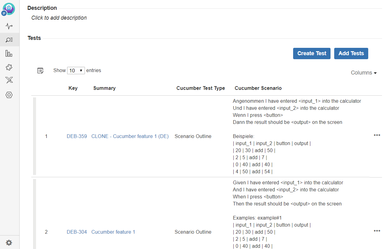 [XRAY-2132] Improve readability of Gherkin language in column displays ...